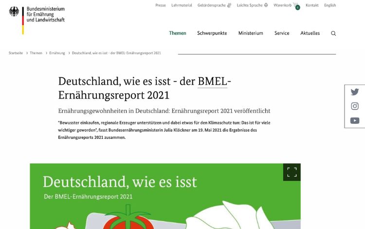 Deutschland, wie es isst - der BMEL-Ernährungsreport 2021